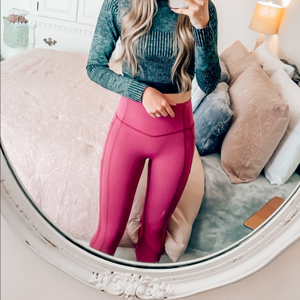Raspberry Colored Cropped Lululemon Leggings